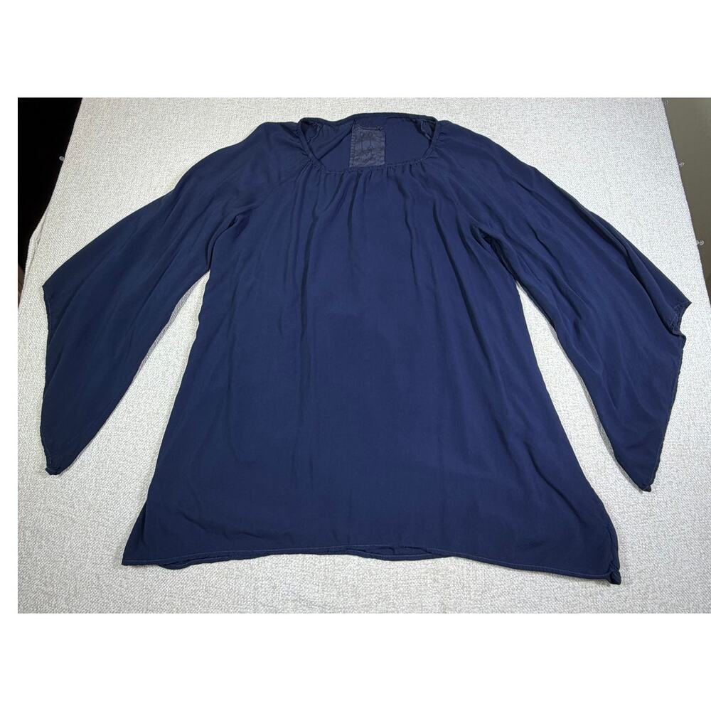 Pete & Greta Johnny Was Women M Blue Lightweight Boho Hippie 70s Tunic Shirt